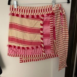 Pink and white striped wrap skirt